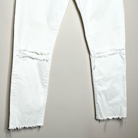 MOUSSY VINTAGE White Wagoner Straight Jeans Distressed Raw Hem Size 26 - Picture 3 of 10